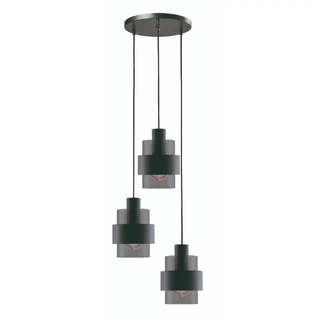 Hanglamp Chiasso 3-lichts smoke getrapt