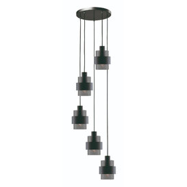 Hanglamp Chiasso 5-lichts smoke getrapt