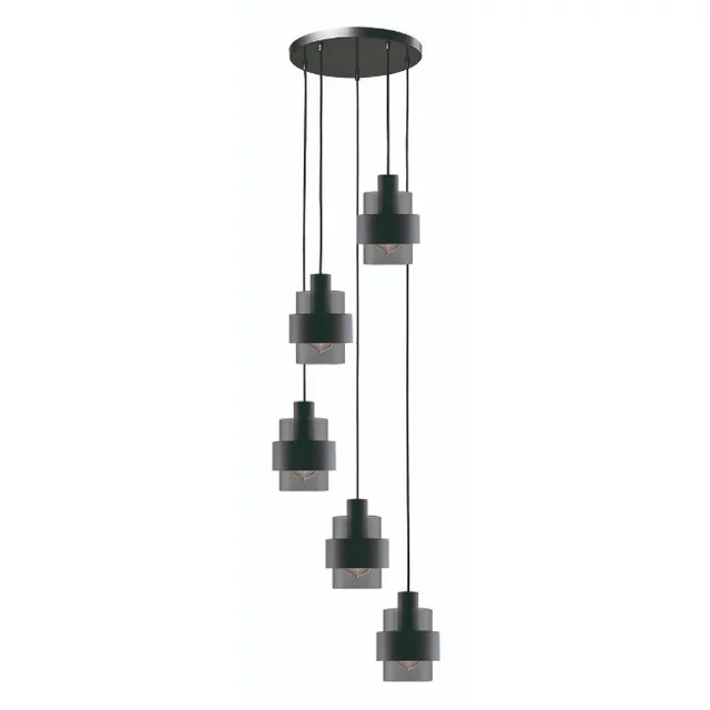 Hanglamp Chiasso 5-lichts smoke getrapt