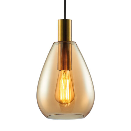 Freelight Hotel Chique hanglamp Dorato 5-lichts getrapt goud met amber glas