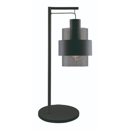 Freelight Moderne tafellamp Chiasso 1-lichts zwart met smoke glas