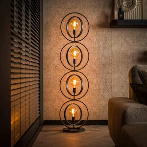 BelaLuz Moderne Industriële vloerlamp Ozon 4-lichts charcoal