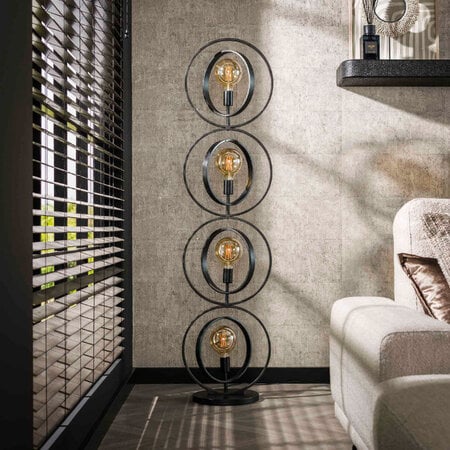 BelaLuz Moderne Industriële vloerlamp Ozon 4-lichts charcoal