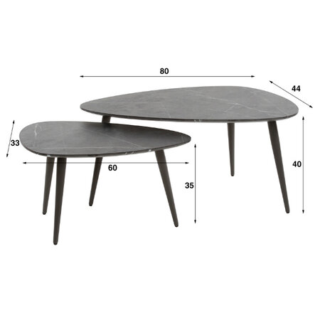 BelaLuz Moderne Industriële salontafel Costa Keramisch Peer