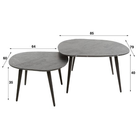 BelaLuz Moderne Industriële salontafel Costa Keramisch Organisch