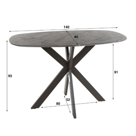 BelaLuz Moderne Scandinavische Bartafel Costa 140cm kruis