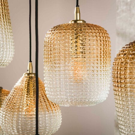 BelaLuz Hotel Chique Klassieke hanglamp Bees 9-lichts goud met amber glas