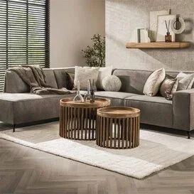 Salontafel Ubud 2-set mangohout zandkleur