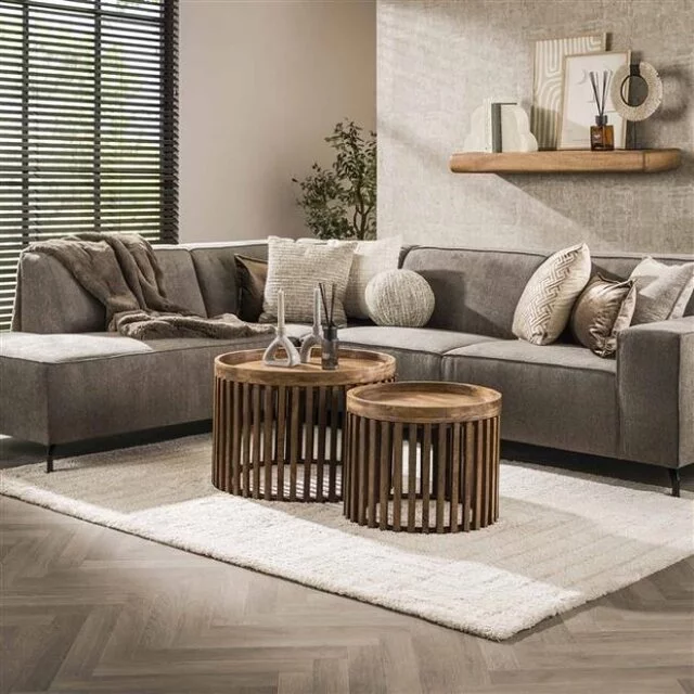 Salontafel Ubud 2-set mangohout zandkleur