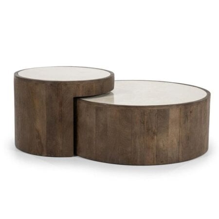 Eleonora Moderne salontafel Hazel 2 set mangohout marmer