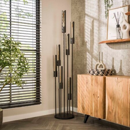 BelaLuz Industrieel design vloerlamp Titan 7 lichts charcoal