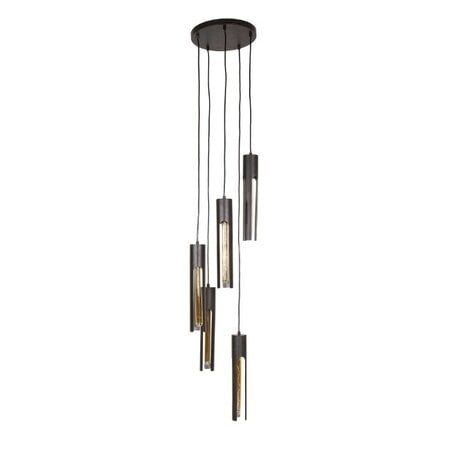 BelaLuz Industrieel Design hanglamp Titan 9 lichts getrapt charcoal