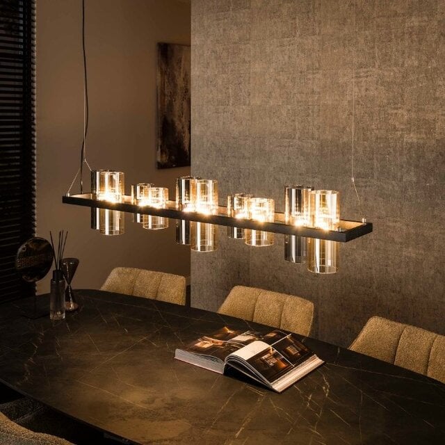 Hanglamp Cylis 10-lichts Charcoal Mixed Glass