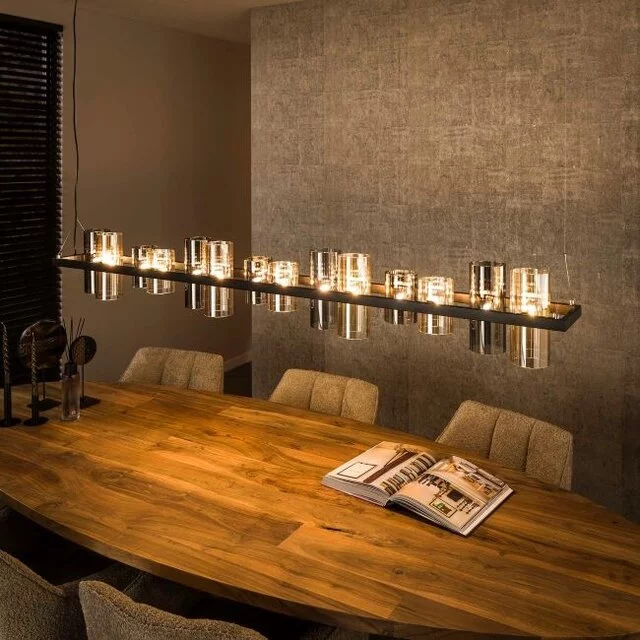 Hanglamp Cylis 14-lichts Charcoal Mixed Glass