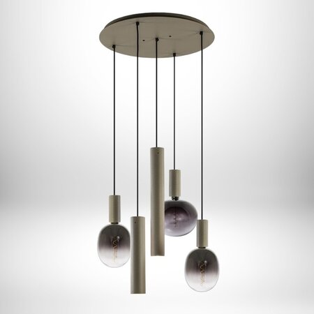 Ztahl Moderne Design hanglamp Riva 5-lichts Ø50 cm getrapt quartz