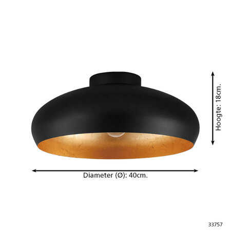 Stars of Light Moderne Industriële plafondlamp Mogano 1-lichts zwart goud