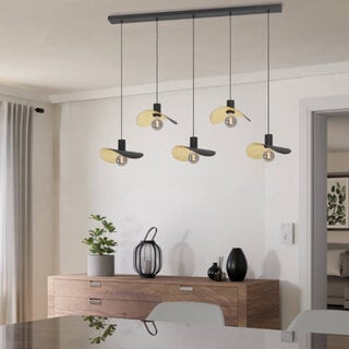 Hanglamp Saceda 5-lichts zwart goud