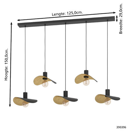 Stars of Light Modern design hanglamp Saceda 5-lichts zwart goud