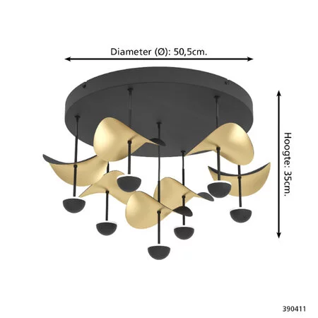 Stars of Light Modern design plafondlamp Dracera 7 lichts zwart goud