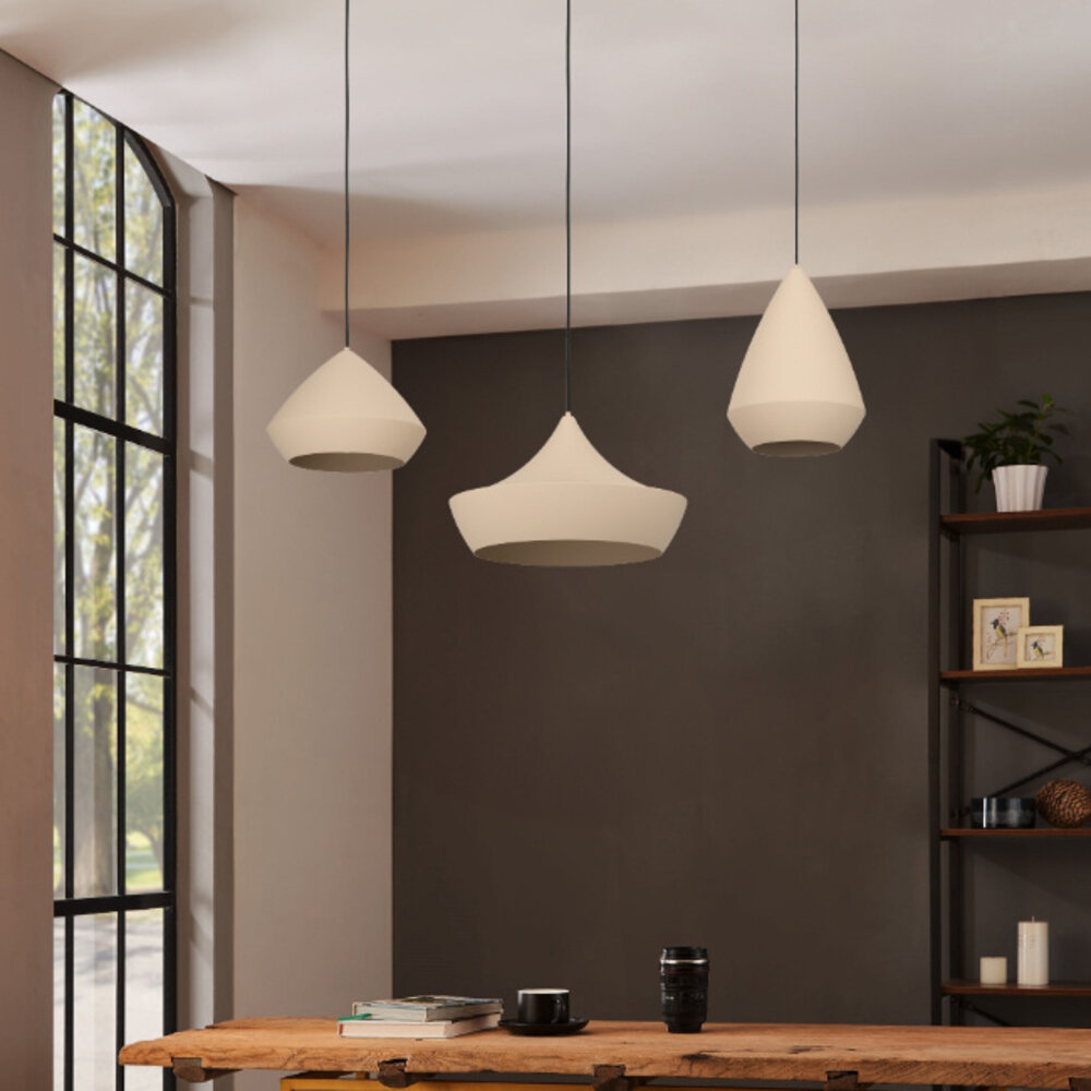 Hertl Melkwit/oranje ovale glazen hanglampen, eetkamer, slaapkamer