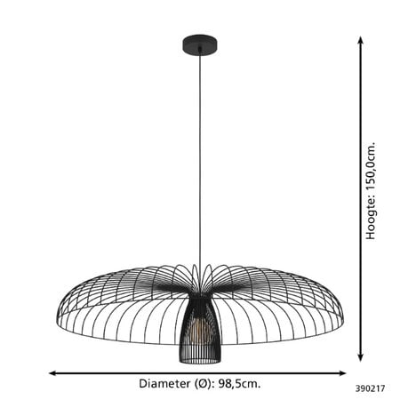 Stars of Light Moderne Industriële hanglamp Champerico 1-lichts Ø98,5 cm zwart