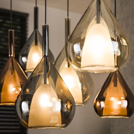 BelaLuz Retro design hanglamp Talin 7-lichts met gekleurde glazen