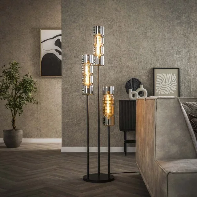 Vloerlamp Caro 3-lichts charcoal