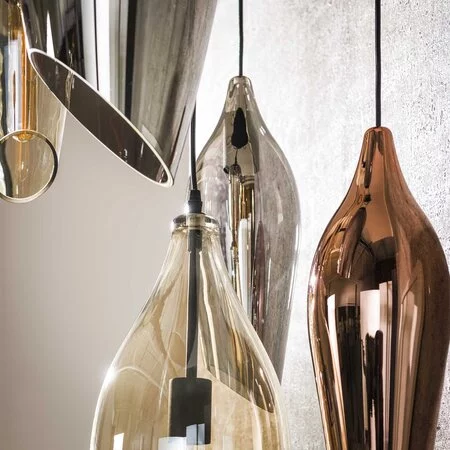 BelaLuz Design hanglamp Sferra 5-lichts getrapt met gekleurde glazen