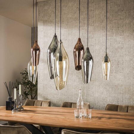 BelaLuz Design hanglamp Sferra 7 lichts met gekleurde glazen