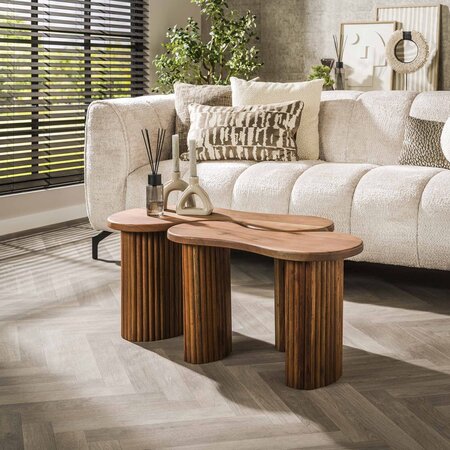 BelaLuz Modern landelijke salontafel Fusion 2 set acaciahout