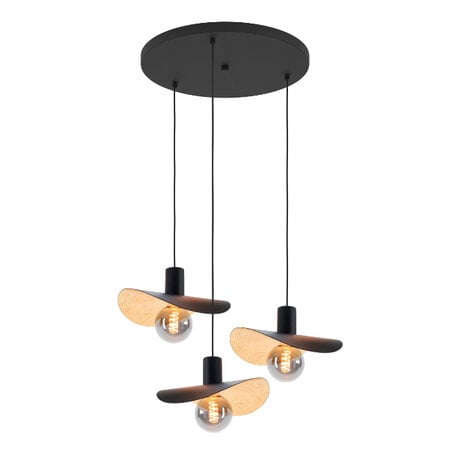 Stars of Light Modern design hanglamp Saceda 3-lichts getrapt zwart goud