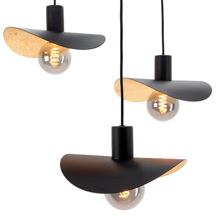 Stars of Light Modern design hanglamp Saceda 3-lichts getrapt zwart goud