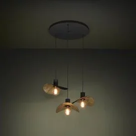 Hanglamp Saceda 3-lichts getrapt zwart goud