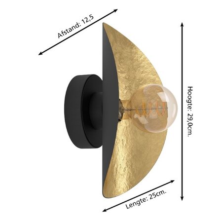 Stars of Light Modern design wandlamp Saceda 1-lichts zwart goud