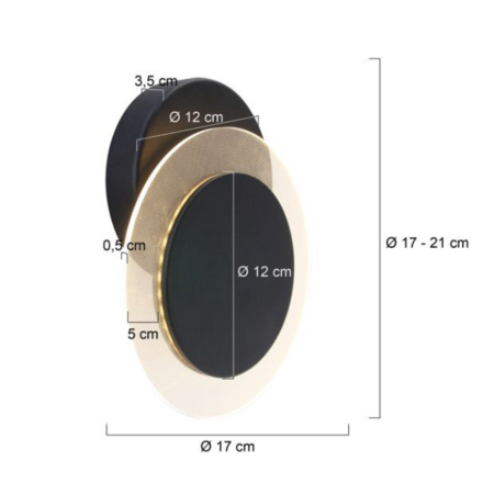 Steinhauer Moderne wandlamp Lido 1-lichts zwart dimbaar