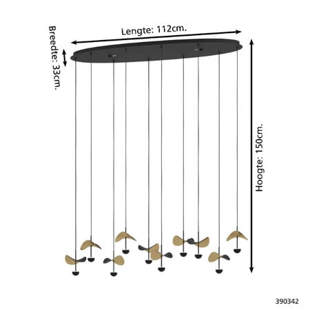 Stars of Light Modern design hanglamp Dracera 10 lichts zwart goud