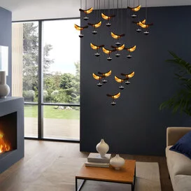 Hanglamp Dracera 17-lichts zwart goud rond