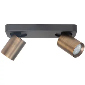 Highlight Modern Industrieel opbouwspot Oliver 2-lichts balk zwart brons