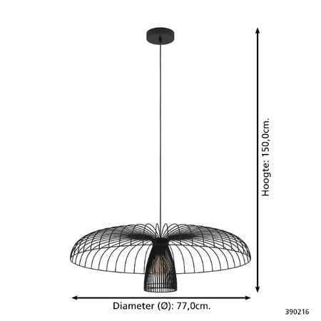 Stars of Light Moderne Industriële hanglamp Champerico 1-lichts Ø77 cm zwart
