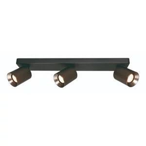 Freelight Moderne Industriële opbouwspot Strano 3-lichts balk zwart gun metal