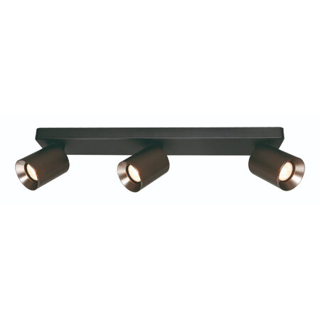 Freelight Moderne Industriële opbouwspot Strano 3-lichts balk zwart gun metal