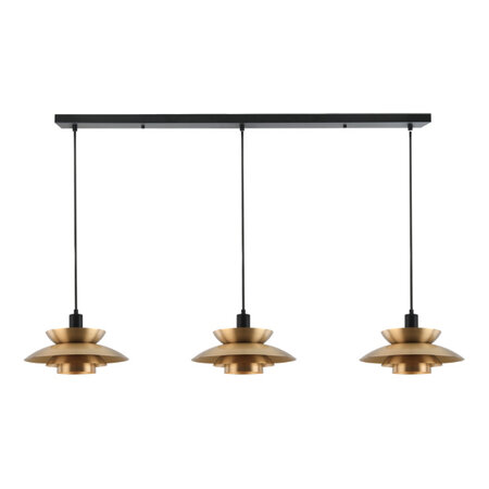 Freelight Retro Hotel chique hanglamp Muschio 3-lichts balk goud