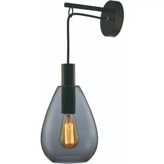 Wandlamp Dorato 1-lichts zwart smoke glas