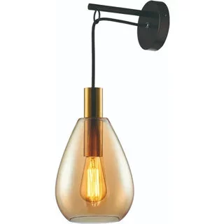 Wandlamp Dorato 1-lichts goud amber glas