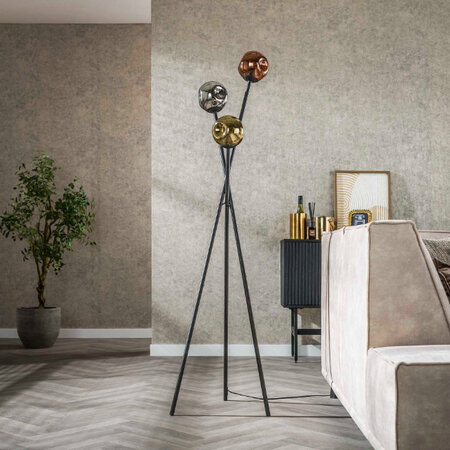BelaLuz Moderne Design vloerlamp Miro 3-lichts met gekleurde glazen
