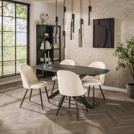 BelaLuz Moderne Industriële eetkamertafel Monte 180 cm deens ovaal