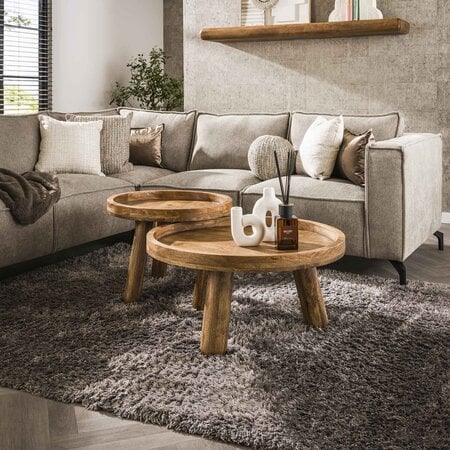 BelaLuz Modern landelijke salontafel Bono 2 set mangohout