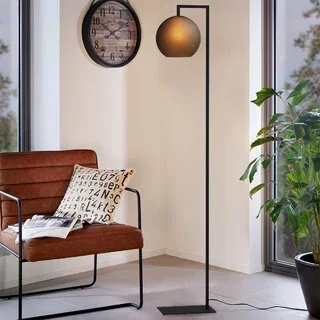 Vloerlamp Arangona 1-lichts zwart mat glas
