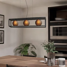Hanglamp Arangona 3-lichts  zwart mat glas