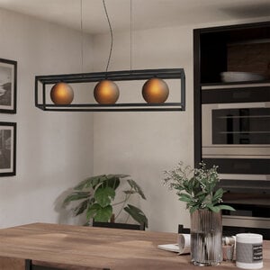 Stars of Light Industriële hanglamp Arangona 3-lichts zwart rechthoekig frame